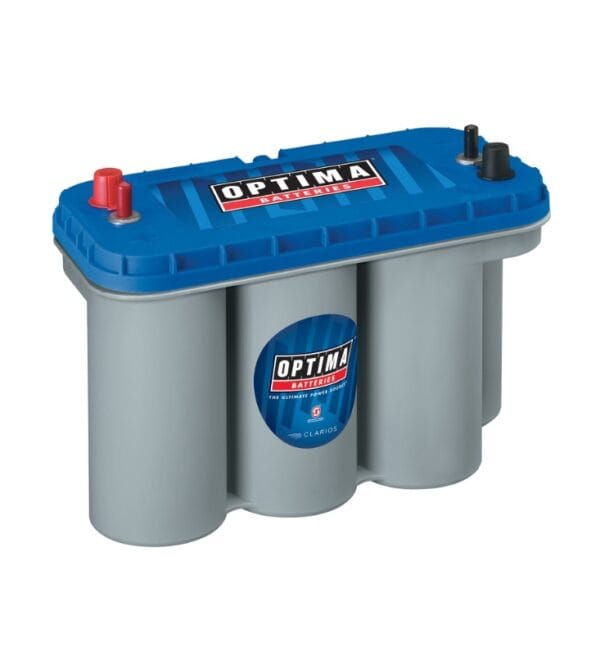 OPTIMA BLUETOP® Marine Battery Dual purpose for both deep cycle and starting applications Maintenance free for maximum convenience Completely non-spillable, mountable in many positions 15x the vibration resistance of a standard flooded battery Up to 3 times longer life vs. standard flooded batteries SPIRALCELL TECHNOLOGY with 99.99% pure lead delivers more power and consistently outperforms conventional flat-plate batteries