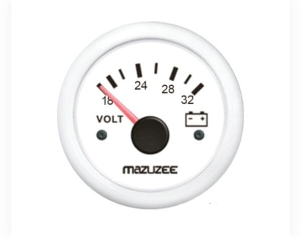 Volt Gauge - 18V - 32V - White