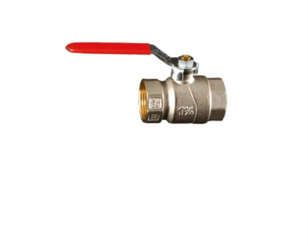 BRASS BALL VALVE STEEL HANDLE RED PLASTIC COVERED