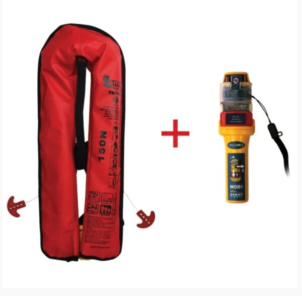 Lamda Inflatable Lifejacket Automatic 150N & 275N, SOLAS/MED with Ocean Signal MOB1